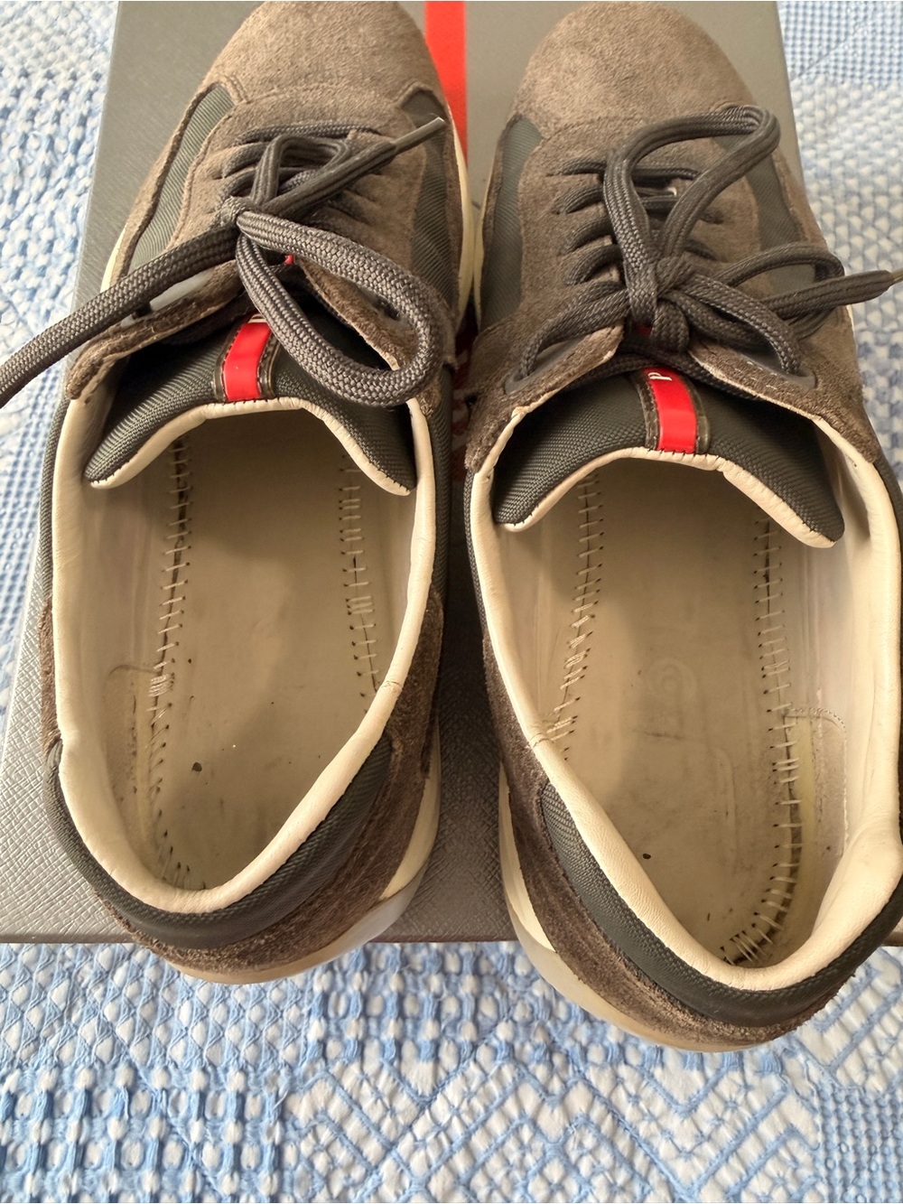 Prada Americas Cups Suede & Mesh Sneakers - Grey - Picture 6 of 7